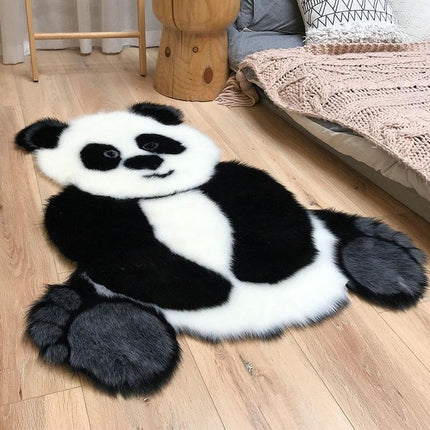 Zwart wit panda vloerkleed kinderkamer