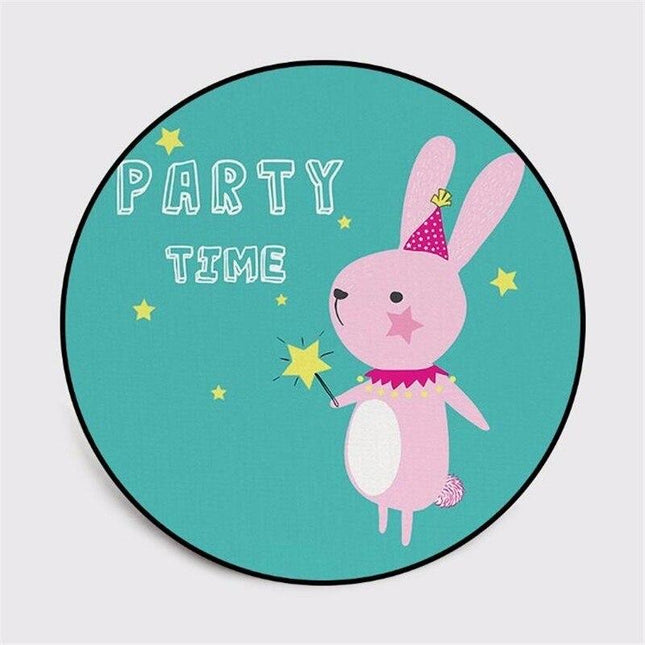 Rond vloerkleed konijn turquoise kinderkamer