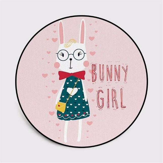 Rond kindervloerkleed lief konijntje design
