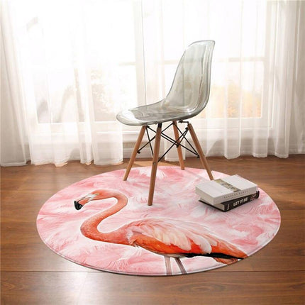 Rond vloerkleed met elegante flamingo