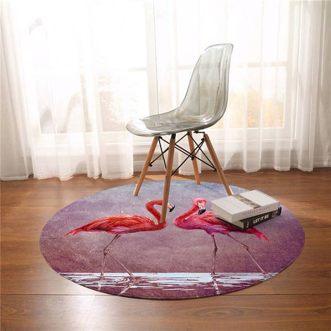 Rond vloerkleed twee flamingo's design
