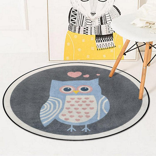 Rond vloerkleed verliefde uil hartjes