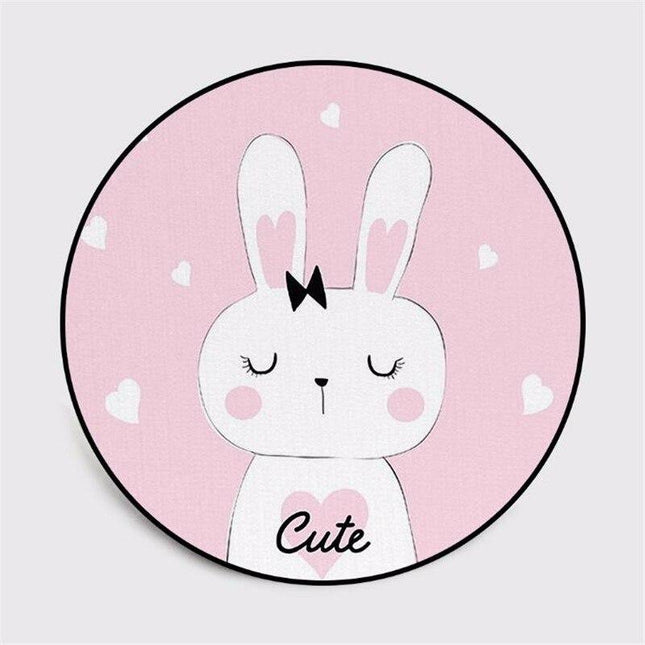 Rond vloerkleed schattig konijn meisjeskamer