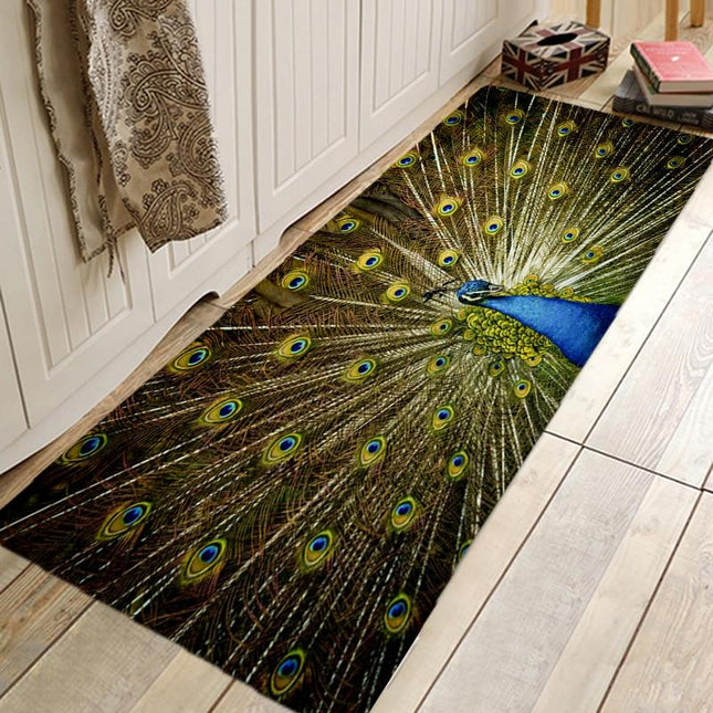 Vloerkleed met schitterende pauwenveren print