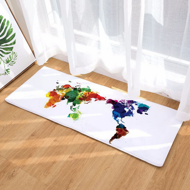 Kleurrijk vloerkleed met wereldkaart design
