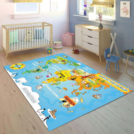 Babykamer vloerkleed met wereldkaart