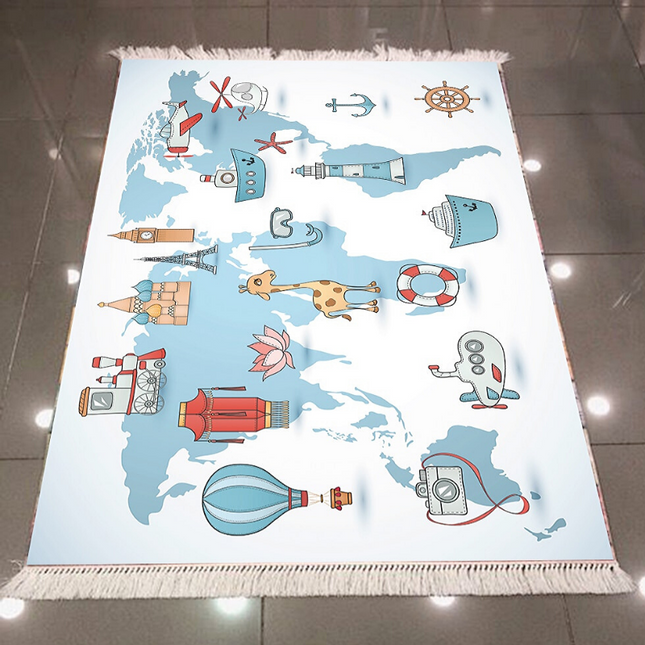 Speelkleed met getekende wereldkaart