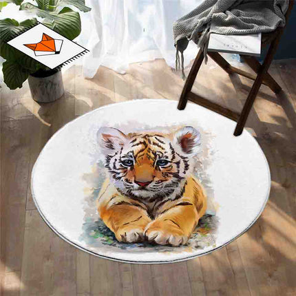 Rond vloerkleed baby tijger welpje