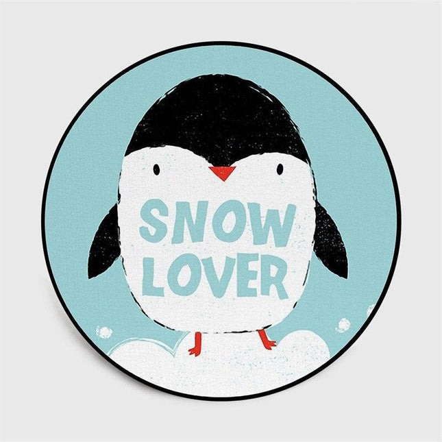 Rond kindervloerkleed vrolijke pinguïn