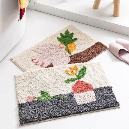 Grote design badmat met bloempot