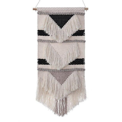 Groot geweven wandkleed met patronen