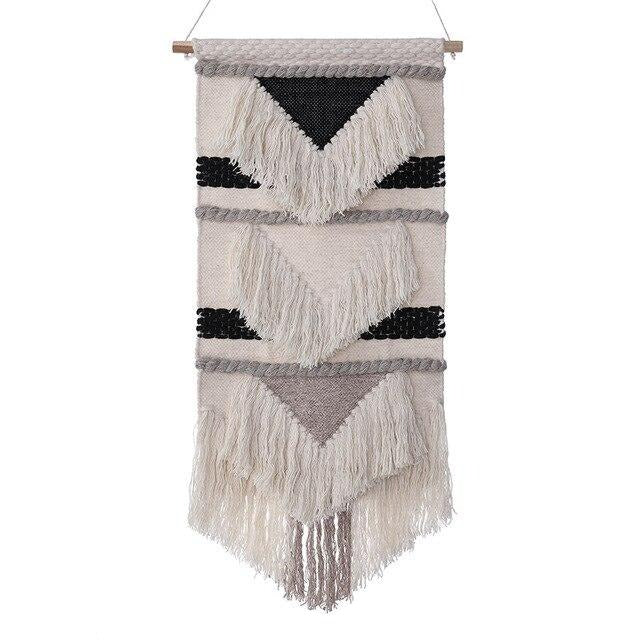 Groot geweven wandkleed met patronen