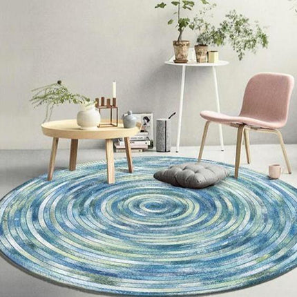Groot rond blauw design vloerkleed