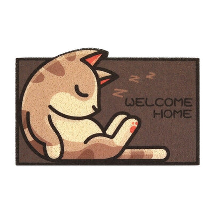 Grappige deurmat met slapende kat