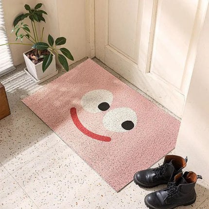 Roze design deurmat met smiley