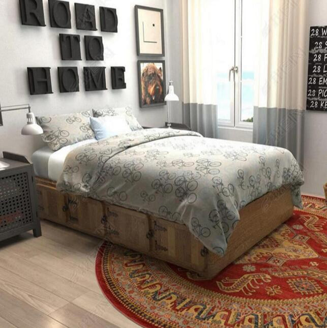 Klein rond oosters vloerkleed rood