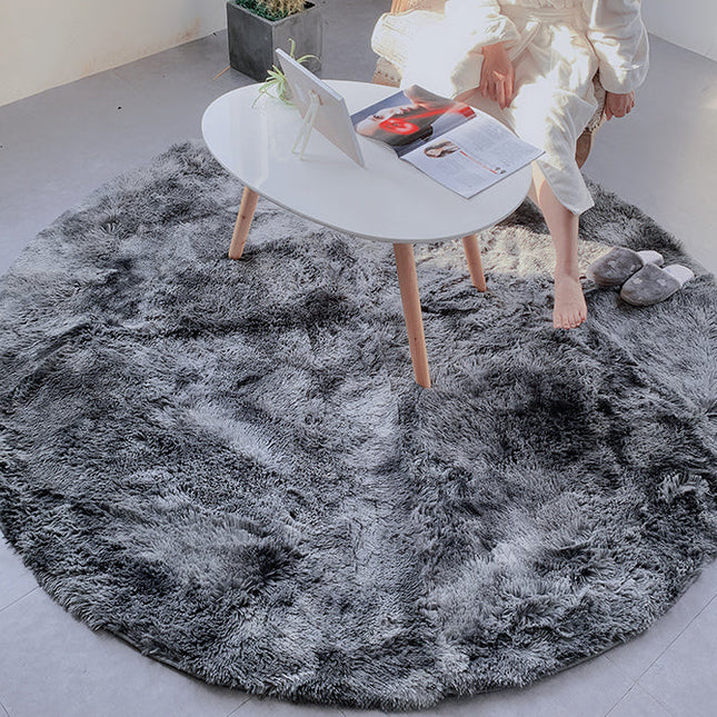 Rond lichtgrijs shaggy vloerkleed heerlijk zacht