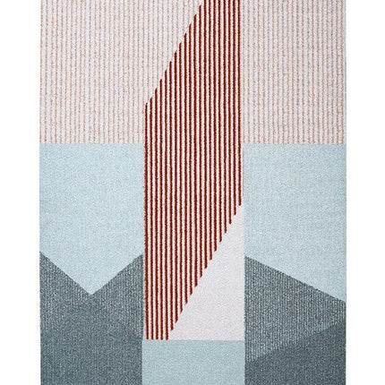 Scandinavisch vloerkleed grijs blauw rood