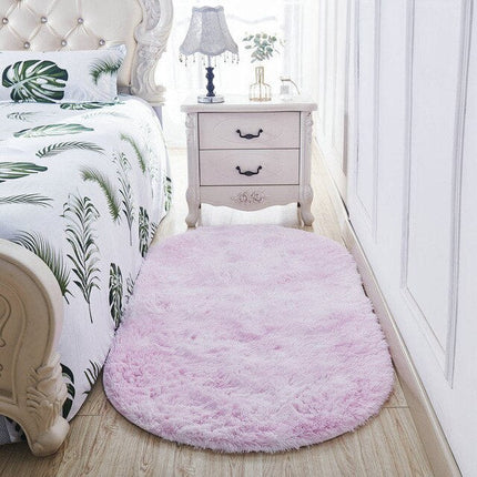 Zachte ovale shaggy bedmat in roze