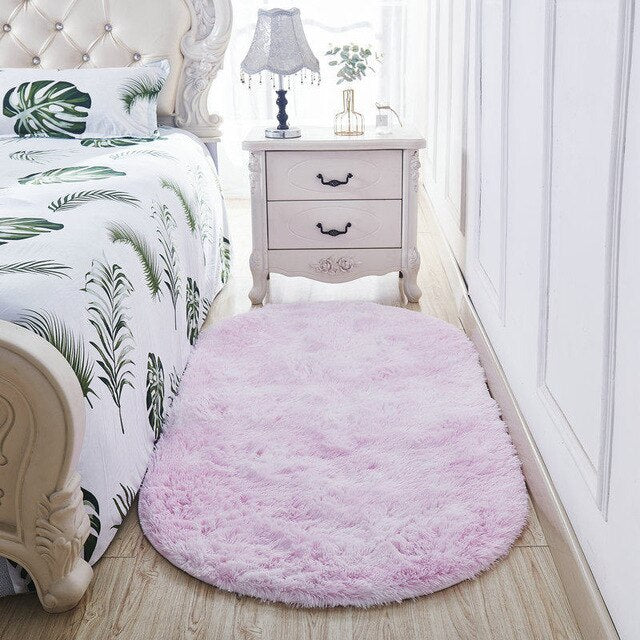 Zachte ovale shaggy bedmat in roze