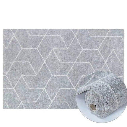 Grijs hoogpolig vloerkleed met geometrisch motief