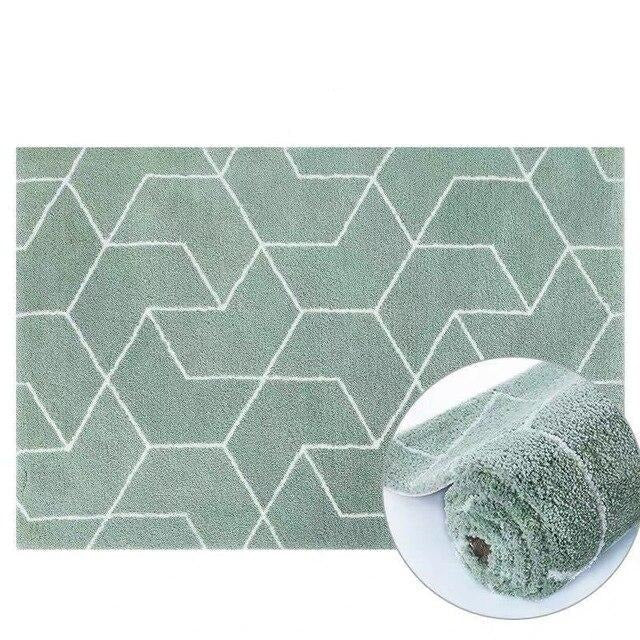 Zeegroen shaggy vloerkleed met geometrisch patroon