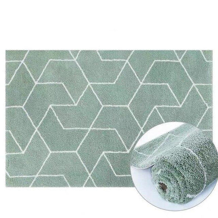 Zeegroen shaggy vloerkleed met geometrisch patroon