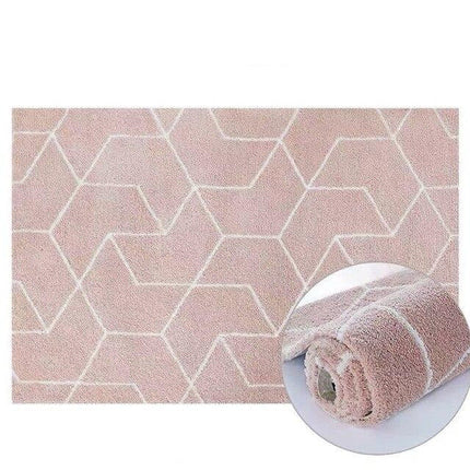 Poederroze shaggy tapijt met geometrisch design