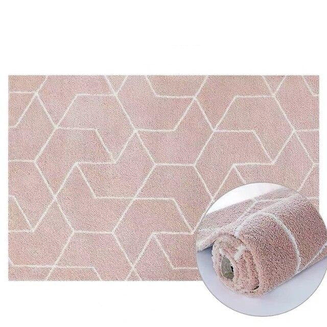 Poederroze shaggy tapijt met geometrisch design