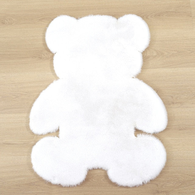 Wit vloerkleed in teddybeer vorm