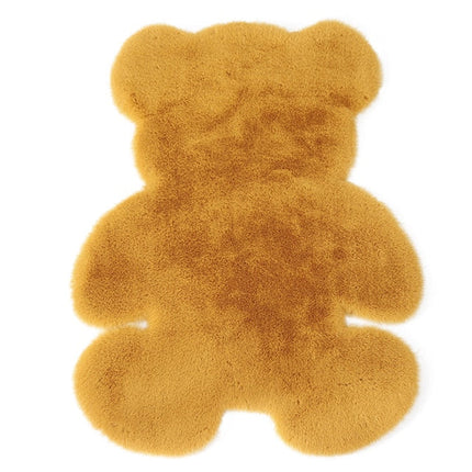 Mosterdgeel vloerkleed in teddybeer vorm