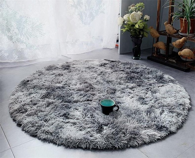 Rond lichtgrijs shaggy vloerkleed heerlijk zacht