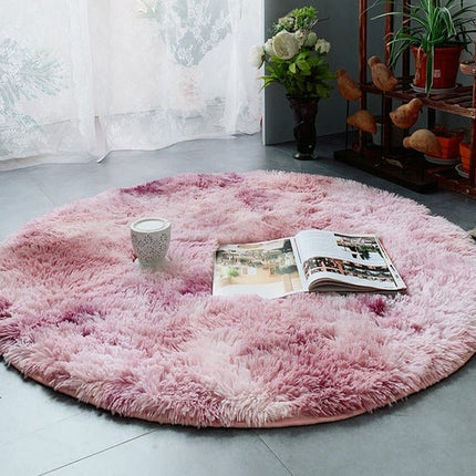 Rond roze shaggy vloerkleed extra zacht