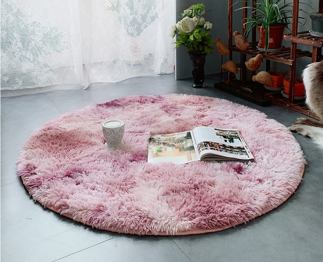 Rond roze shaggy vloerkleed extra zacht