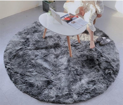 Rond donkergrijs shaggy vloerkleed extra zacht