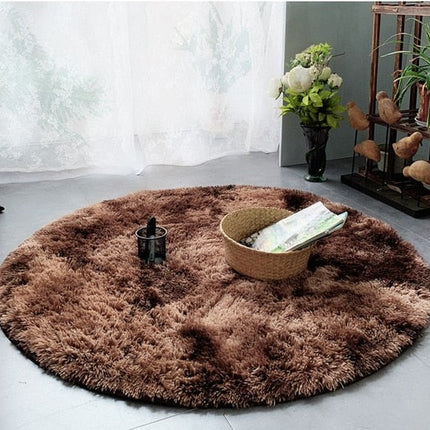 Rond bruin hoogpolig vloerkleed extra zacht