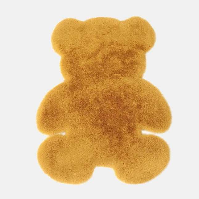 Mosterdgeel vloerkleed in teddybeer vorm