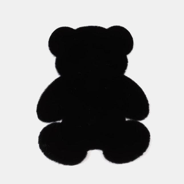 Zwart kindervloerkleed in teddybeer vorm