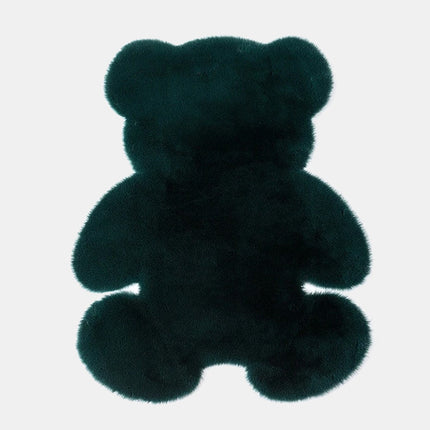 Donkergroen vloerkleed in teddybeer vorm