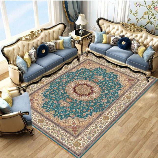 Klassiek Perzisch vloerkleed beige blauw