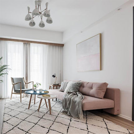 Wit Berbers vloerkleed met ruitpatroon