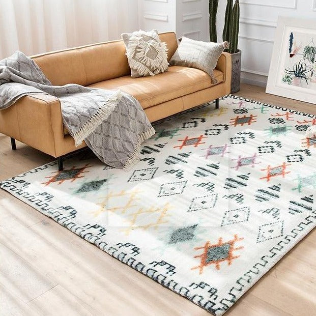 Berbers vloerkleed met neon kleuraccenten