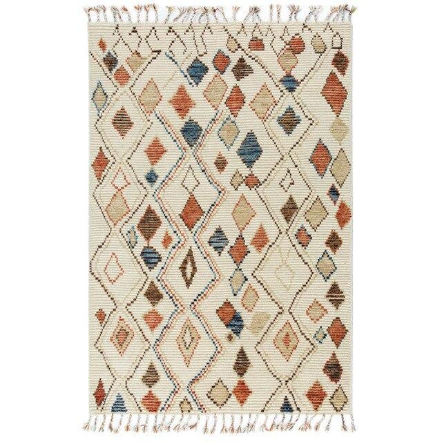 Wollen Berber tapijt met kleurrijk patroon