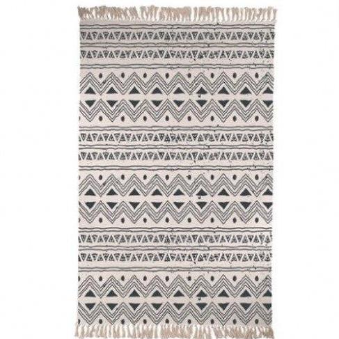Beige wollen vloerkleed Berber patroon