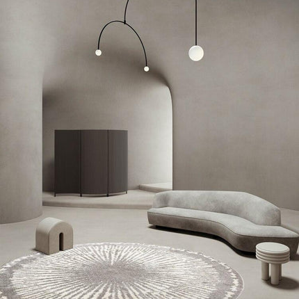 Rond grijs vloerkleed in Berber stijl