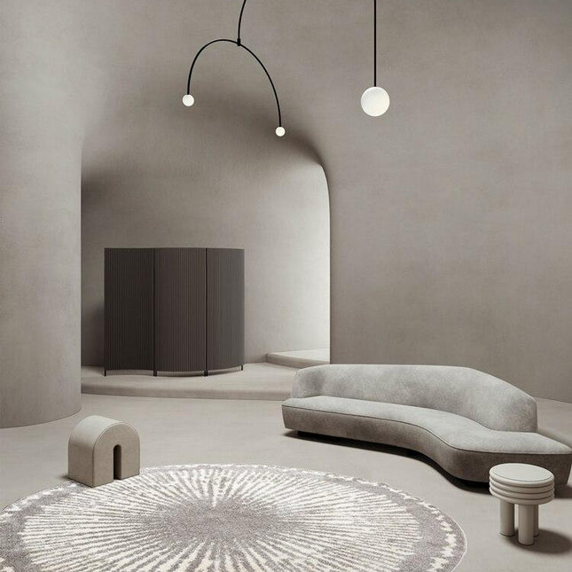 Rond grijs vloerkleed in Berber stijl