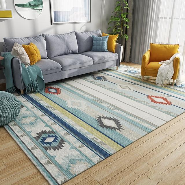 Etnisch vloerkleed met blauwe tinten