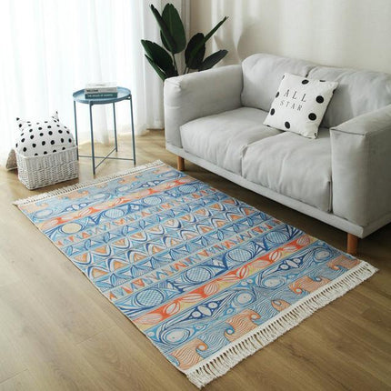 Vloerkleed met patroon blauw oranje