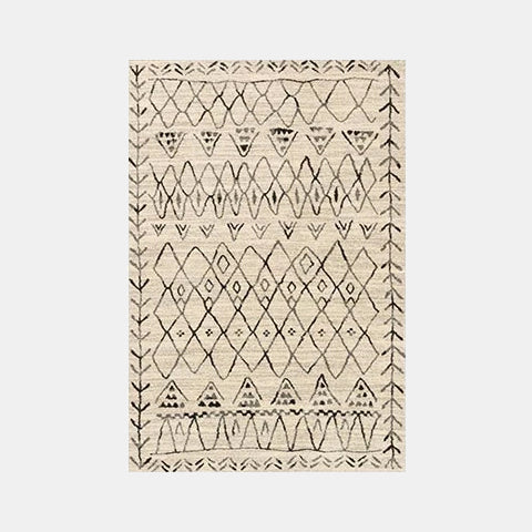 Beige bohemien vloerkleed in etnische stijl