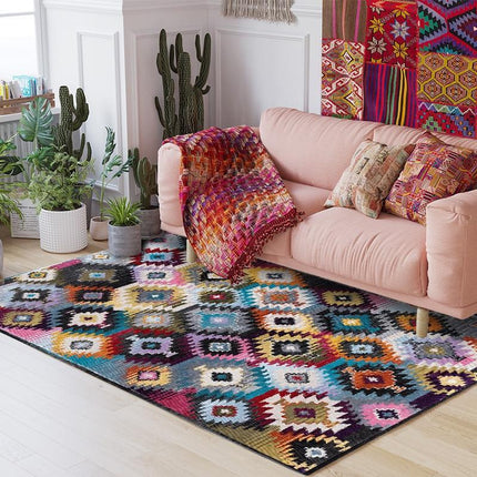 Bohemien vloerkleed meerkleurig geometrisch patroon